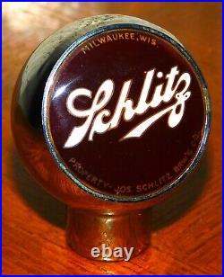 1940s SCHLITZ Beer BALL STYLE Metal TAP HANDLE Killer MILW WI (EX+)