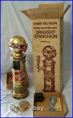 1973 New In Box SCHLITZ Lighted SIGN Globe BEER TOWER COVER Tap Handle MINTY EX