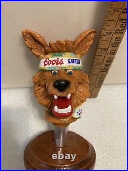 1992 COORS LIGHT BEER WOLF WITH HEADBAND AND BANDANA draft beer tap handle USA