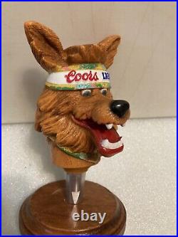 1992 COORS LIGHT BEER WOLF WITH HEADBAND AND BANDANA draft beer tap handle USA
