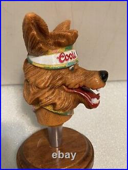1992 COORS LIGHT BEER WOLF WITH HEADBAND AND BANDANA draft beer tap handle USA