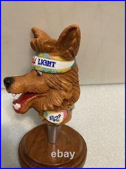 1992 COORS LIGHT BEER WOLF WITH HEADBAND AND BANDANA draft beer tap handle USA