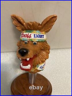 1992 COORS LIGHT BEER WOLF WITH HEADBAND AND BANDANA draft beer tap handle USA