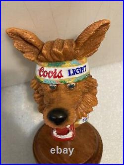 1992 COORS LIGHT BEER WOLF WITH HEADBAND AND BANDANA draft beer tap handle USA