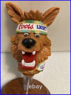 1992 COORS LIGHT BEER WOLF WITH HEADBAND AND BANDANA draft beer tap handle USA