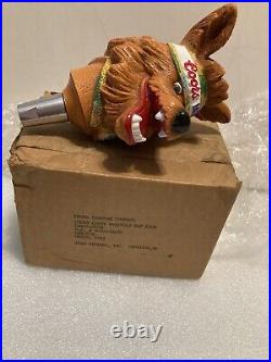 1992 COORS LIGHT BEER WOLF WITH HEADBAND AND BANDANA draft beer tap handle USA