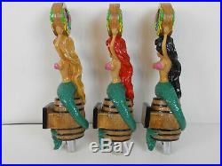 3 BNIB Florida Keys Mermaid Beer Tap Handle Lot Blonde Red Black