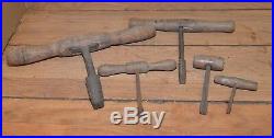 5 Rare antique wood thread taps collectible tool lot wood handle tap woodworking