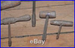 5 Rare antique wood thread taps collectible tool lot wood handle tap woodworking