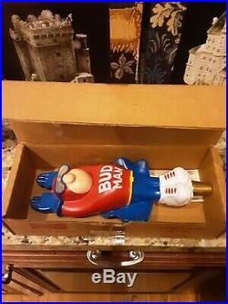 ANHEUSER BUSCH Budweiser Bud Man Beer Tap Handle. New in box. MINT CONDITION