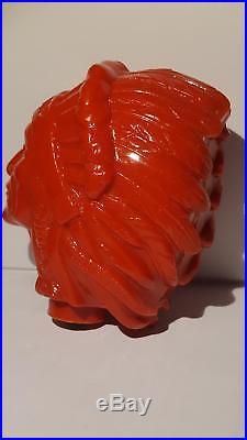 Antique / Vintage Iroquois (red) Indian Head Beer Tap/ Knob / Handle Buffalo Ny