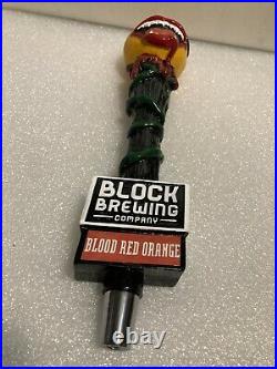 BLOCK BREWING BLOOD RED ORANGE Draft beer tap handle. MICHIGAN