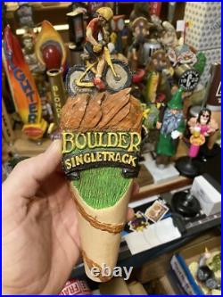 BOULDER BEER COMPANY SINGLETRACK ALE MOUNTAIN BIKER beer tap handle. COLORADO