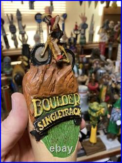 BOULDER BEER COMPANY SINGLETRACK ALE MOUNTAIN BIKER beer tap handle. COLORADO