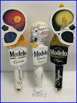 Bar Beer Tap Handle Lot of 3 Modelo Sugar Skull Dia De Los Muertes Day Of Dead