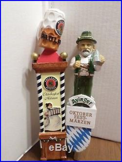 Beer Keg Tap Handle Lot of 2 German Ayinger Man Paulaner Oktoberfest 11.5 &13