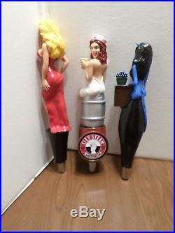 Beer Keg Tap Handle Lot of 3 Diff Sexy Blonde Brunette Red Head Nurse Girl Lady