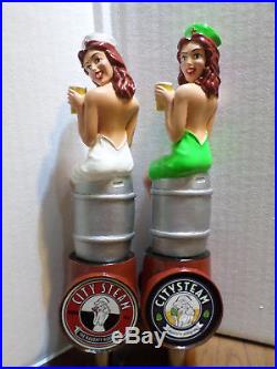 Beer Keg Tap Handle Set of 2 Outlawed & New Naughty Nurse City Steam Very Rare