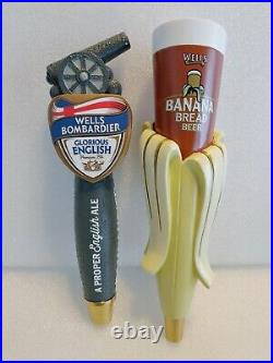 Beer Tap Handle Lot of 2 Wells Banana Bread & Bombardier England Cannon NIB