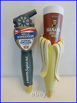 Beer Tap Handle Lot of 2 Wells Banana Bread & Bombardier Figural NIB RARE NOS