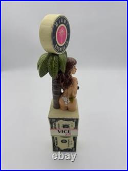 Beer Tap Handle Miami Brewing Vice IPA Bikini Girl With Gun And $100 Bills