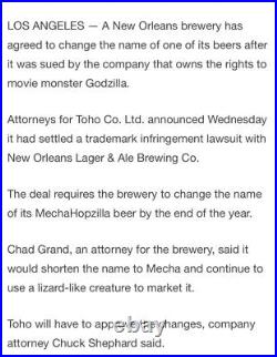 Beer Tap Handle Nola Mechahopzilla Beer Tap Handle Figural Godzilla Tap Handle