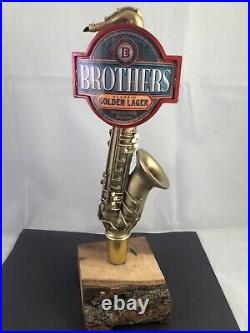 Brothers Golden Ale Beer Tap Handle Rare Figural Saxophone Beer Tap Handle