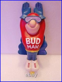 Bud Man Super Hero Budweiser 1992 10 Draft Beer Tap Handle Mancave Super Rare