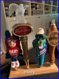 Budweiser Tap Handle Lot with Bud Man, Bud Light Knobs, Breweriana Theme