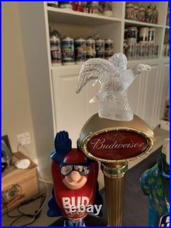 Budweiser Tap Handle Lot with Bud Man, Bud Light Knobs, Breweriana Theme