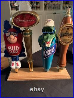 Budweiser Tap Handle Lot with Bud Man, Bud Light Knobs, Breweriana Theme