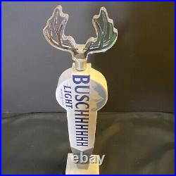 Busch Light Draft Beer Tap Handle With Buck Antler Topper Bar Keg Marker NIB