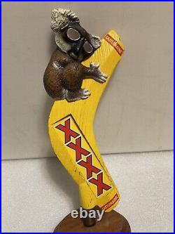 CASTLEMAINE KOALA HANGING ON A BOOMERANG draft beer tap handle. AUSTRALIA