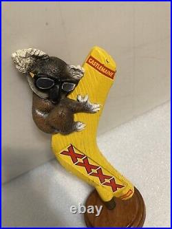 CASTLEMAINE KOALA HANGING ON A BOOMERANG draft beer tap handle. AUSTRALIA