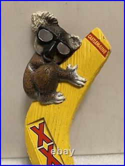CASTLEMAINE KOALA HANGING ON A BOOMERANG draft beer tap handle. AUSTRALIA