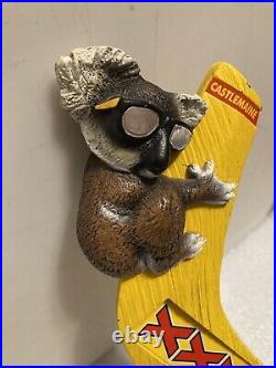 CASTLEMAINE KOALA HANGING ON A BOOMERANG draft beer tap handle. AUSTRALIA