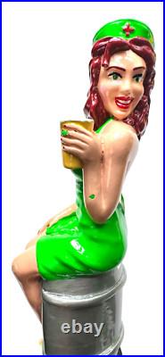 CITY STEAM NAUGHTY NURSE IPA- PIN-UP on KEG BEER TAP HANDLE (Rare) GREEN
