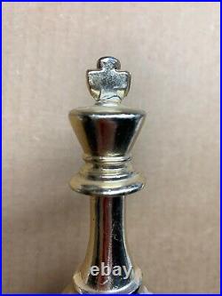 Chess Beer Keg Tap Handle Pair Vtg King Queen Metal Trophy The Queen's Gambit