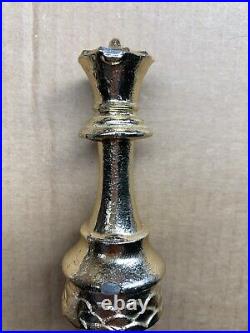 Chess Beer Keg Tap Handle Pair Vtg King Queen Metal Trophy The Queen's Gambit