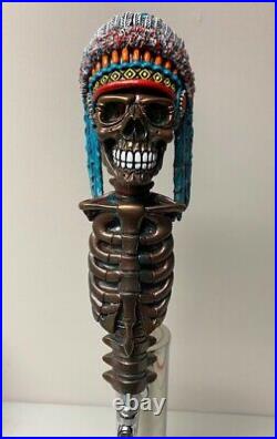 Chief Hand Painted Warrior Skull Bar Beer Tap Handle Ron Lee Direct