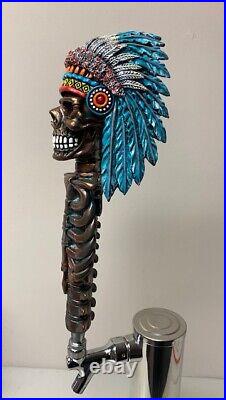 Chief Hand Painted Warrior Skull Bar Beer Tap Handle Ron Lee Direct