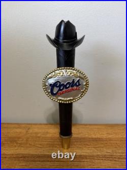 Coors Original Tap Handle Cowboy Hat Belt Buckle Black Rare 11 Nice Man Cave