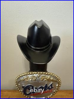 Coors Original Tap Handle Cowboy Hat Belt Buckle Black Rare 11 Nice Man Cave