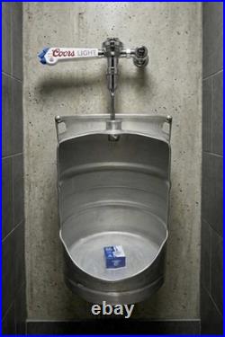 Custom Keg Urinal From Beer Keg with Top Manual Flush & Beer Tap Handle