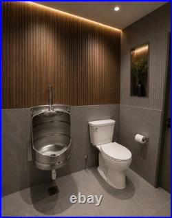 Custom Keg Urinal From Beer Keg with Top Manual Flush & Beer Tap Handle