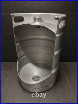 Custom Keg Urinal From Beer Keg with Top Manual Flush & Beer Tap Handle