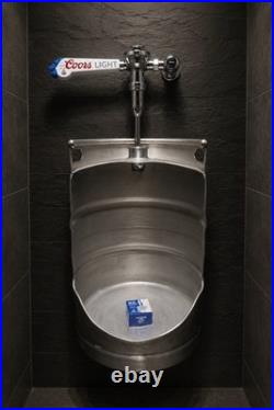 Custom Keg Urinal From Beer Keg with Top Manual Flush & Beer Tap Handle