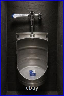 Custom Keg Urinal From Beer Keg with Top Manual Flush & Beer Tap Handle