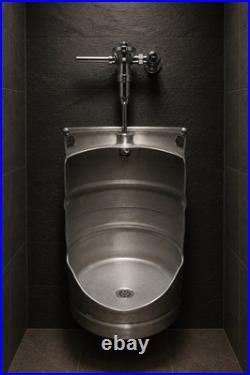 Custom Keg Urinal From Beer Keg with Top Manual Flush & Beer Tap Handle