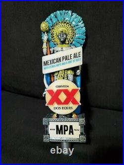 DOS EQUIS Cerveza MPA AZTEC WARRIOR beer tap handle MEXICAN PALE ALE 13